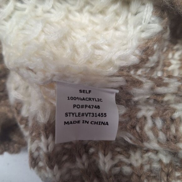 Vine and Love Boutique Chunky Knit Sweater Brown Stripes Soft Acrylic Oversized - Picture 7 of 9